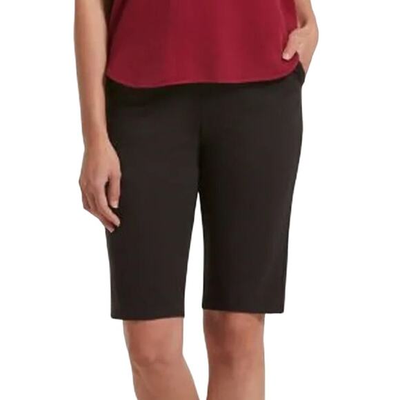 Hue Work Ponte Bermuda Shorts High Rise Long Casual Black Women's Small - Picture 9 of 9